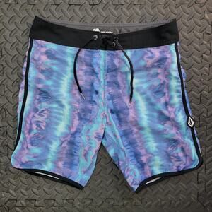 Volcom Men’s Boardshorts Blue Purple Tie Dye Swim Surf Shorts Size 29